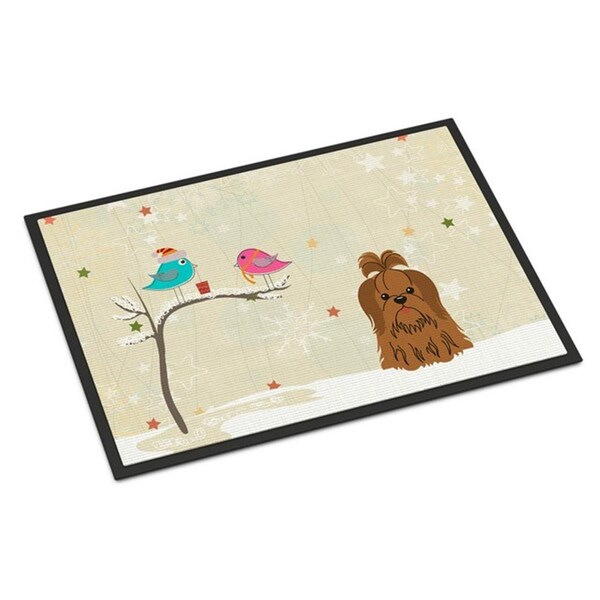 Carolines Treasures Christmas Presents Between Friends Shih Tzu Chocolate Indoor or Outdoor Mat, 24 x 0.25 x 36 in. BB2558JMAT - main